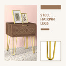 HOMCOM Bedside Table with Drawer, Gold Metal Legs for Living Room Bedroom
