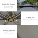 Outsunny 2.7m Cantilever Banana Parasol Outdoor Sun Shade w/ Crank, Dark Grey