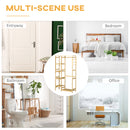 HOMCOM Bamboo Coat Rack w/ Hooks Hanging Rail and Storage Shelf for Entryway