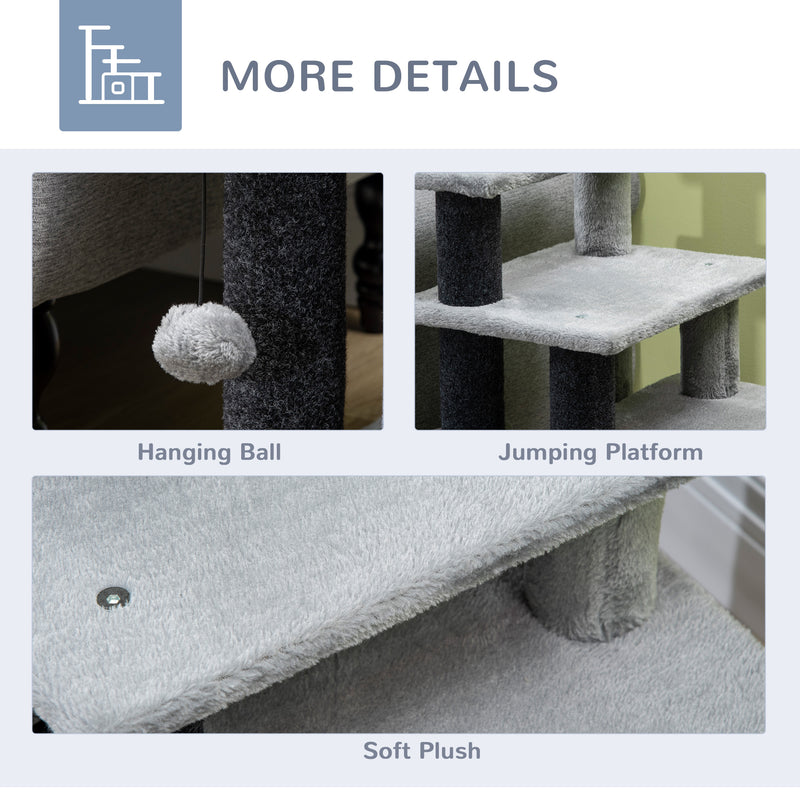 PawHut Dog Steps For Bed 4 Step Pet Stairs Cat House With Detachable Cover