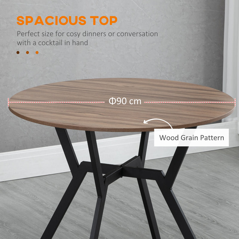 HOMCOM Small Kitchen Table with Black Steel Legs Dining Desk for Living Room