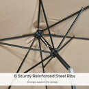 Outsunny 3x2m Patio Parasol Canopy Tilt Crank 6 Ribs Sun Shade Garden Khaki