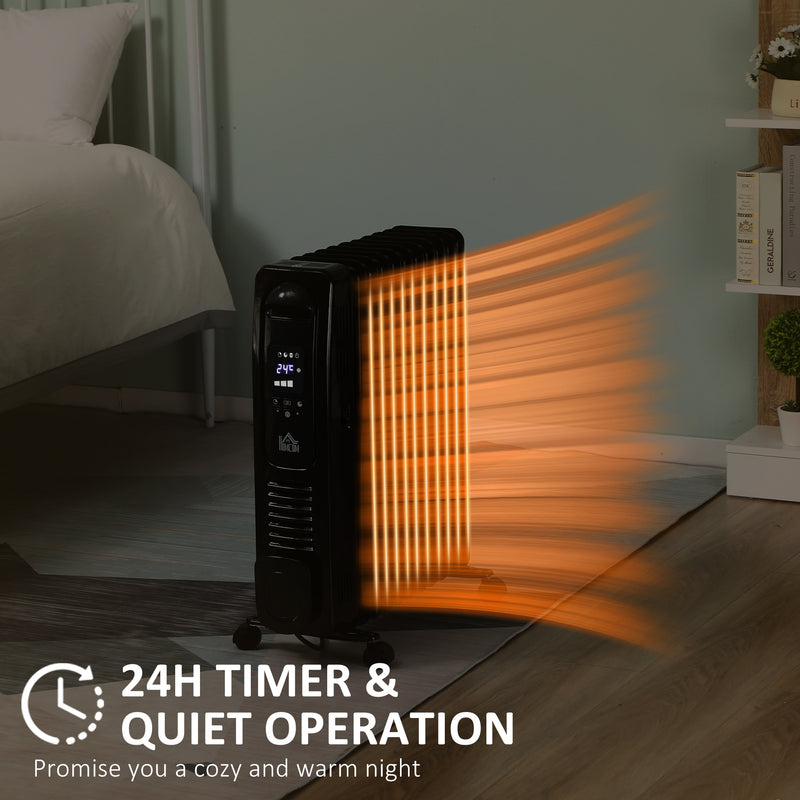 HOMCOM 2720W Oil Filled Portable Radiator Heater w/ Remote Control - Black