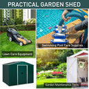 Outsunny 7.7ft x 5.7ft Garden Storage Shed with Double Sliding Door Outdoor Green