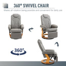 HOMCOM Recliner Leisure Armchair with Wood Base Footrest for Home Office