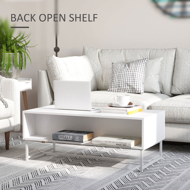 HOMCOM Coffee Table Sofaside Table with Drawers and Open Shelf for Living Room