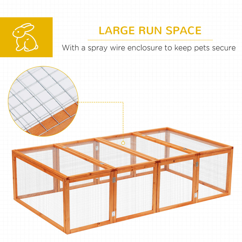 PawHut Wooden Rabbit Hutch Cage House w/ Mesh Wire Safety for Outdoor Garden
