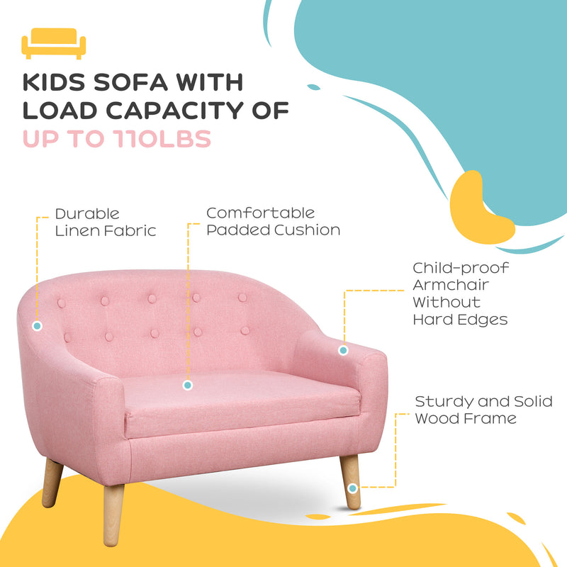 HOMCOM Kids Mini Sofa Children Armchair Seating Bedroom Playroom Furniture Pink