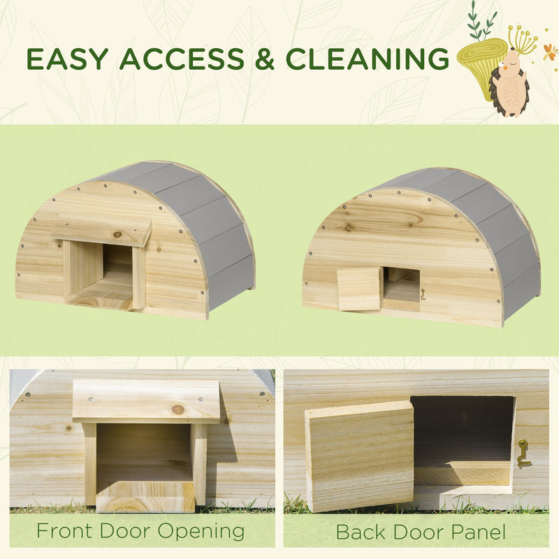 PawHut Wooden Hedgehog House Hibernation Home, for Gardens, 40 x 30.2 x 23.5 cm