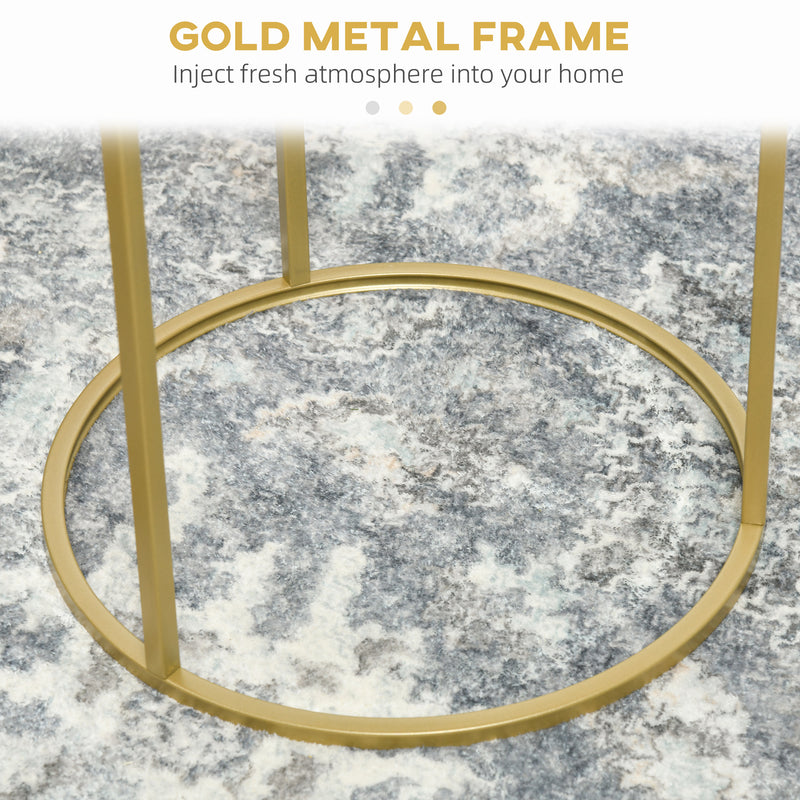HOMCOM Nesting Coffee Tables Set Of 2 Modern Gold End Tables Home Office