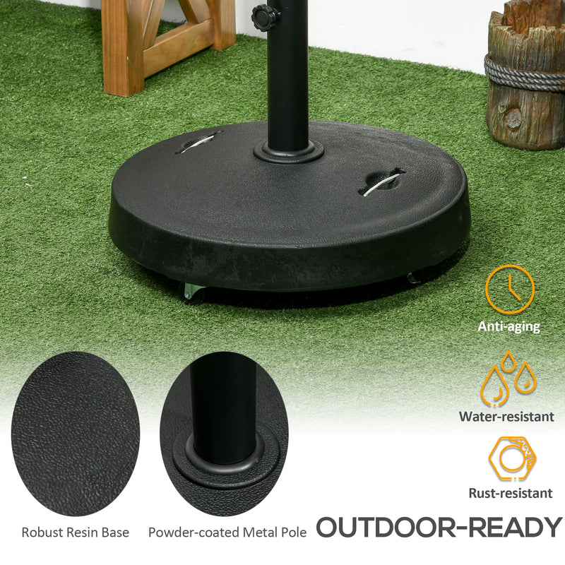 Outsunny 23.5kg Round Resin Garden Parasol Base for Poles of 38mm-48mm