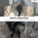 HOMCOM Pedestal Fan With Water Mist Spray Standing Fan W/ 3.1L Water Tank Black