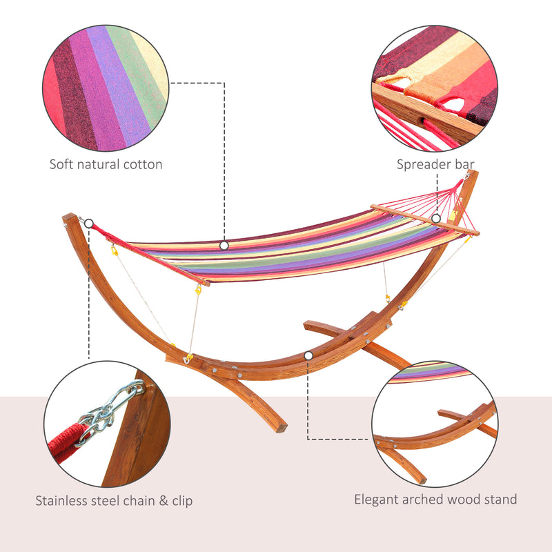 Outsunny Garden Outdoor Patio Wooden Frame Hammock Arc Stand Sun Swing Bed Seat