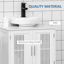 kleankin White Bathroom Pedestal Under Sink Cabinet with Storage Shelf & 2 Doors