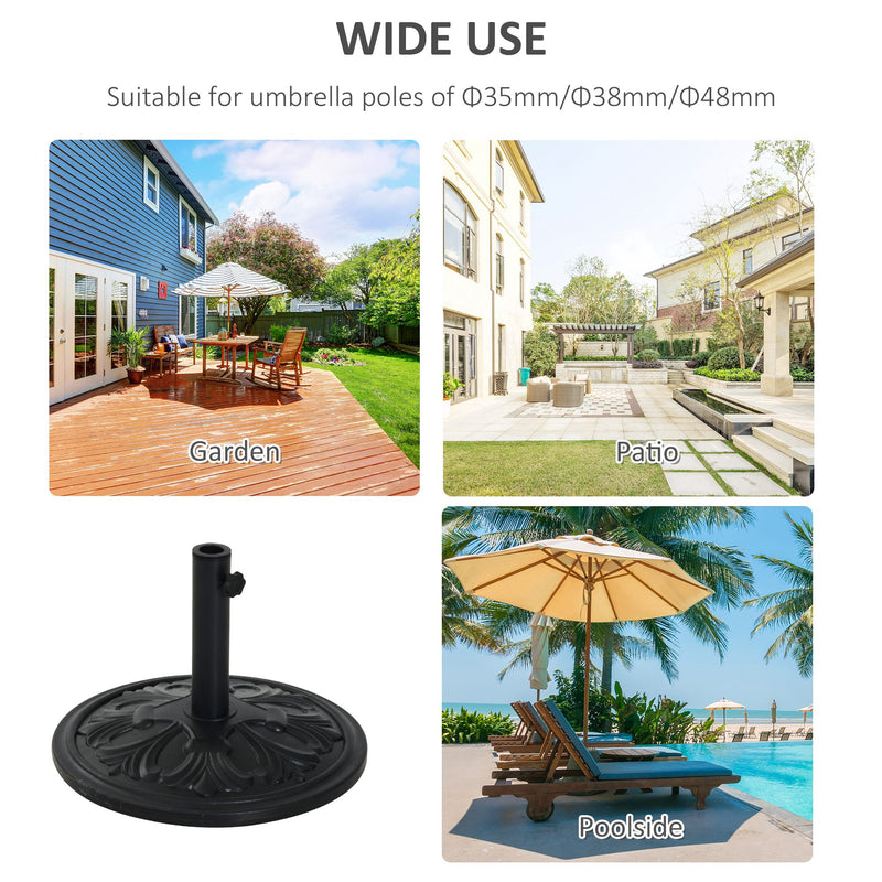 Outsunny 13KG Round Parasol Base Heavy Duty Cement Stand Umbrella Holder Garden