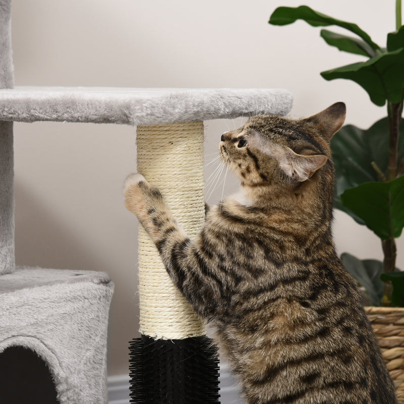 PawHut Cat Tree Climbing Activity Center w/ Scratching Massage Toy Hanging Ball