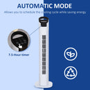 Homcom Freestanding Tower Fan 3 Speed 3 Mode 7.5h Timer 70 Degree Oscillation LED Panel 5M Remote Controller Black And White Fan Mode Timer 70° Oscillation Panel Controller