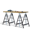 HOMCOM Set Of 2 Steel Saw Horses Telescopic Builders Work Bench Folding Black