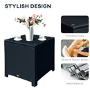 Outsunny Side Table Furniture Tempered Glass Garden Patio Wicker Black