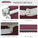 Outsunny Garden Sun Shade Canopy Retractable Awning, 3 x 2.5m, Wine Red