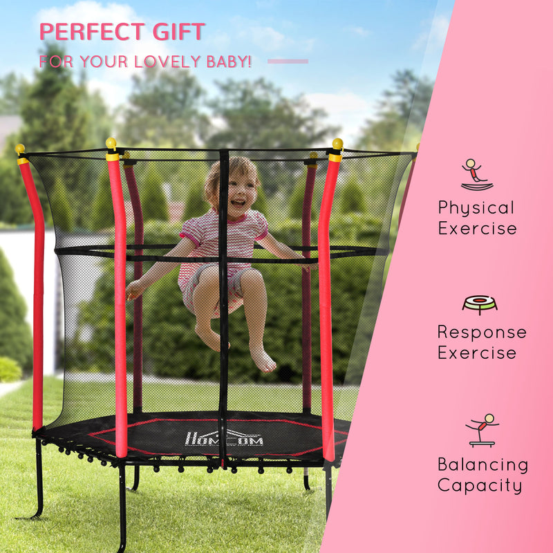HOMCOM 5.2FT Kids Trampoline w/enclosure Indoor Outdoor for 3-10 Years - Red