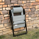 Outsunny Set of 2 Metal Portable Folding Recliner w/ Adjustable Backrest, Grey