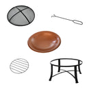 Outsunny Firepit Outdoor Patio Heater w/Spark Screen Cover, Log Grate, Poker