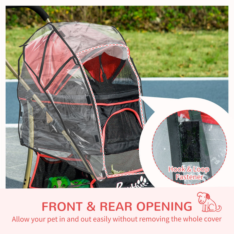 PawHut Detachable Pet Stroller with Rain Cover for Small and Tiny Dogs, Red