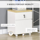 Vinsetto Mobile Filing Cabinet Lockable File Cabinet A4 Size W/ 2 Drawers White