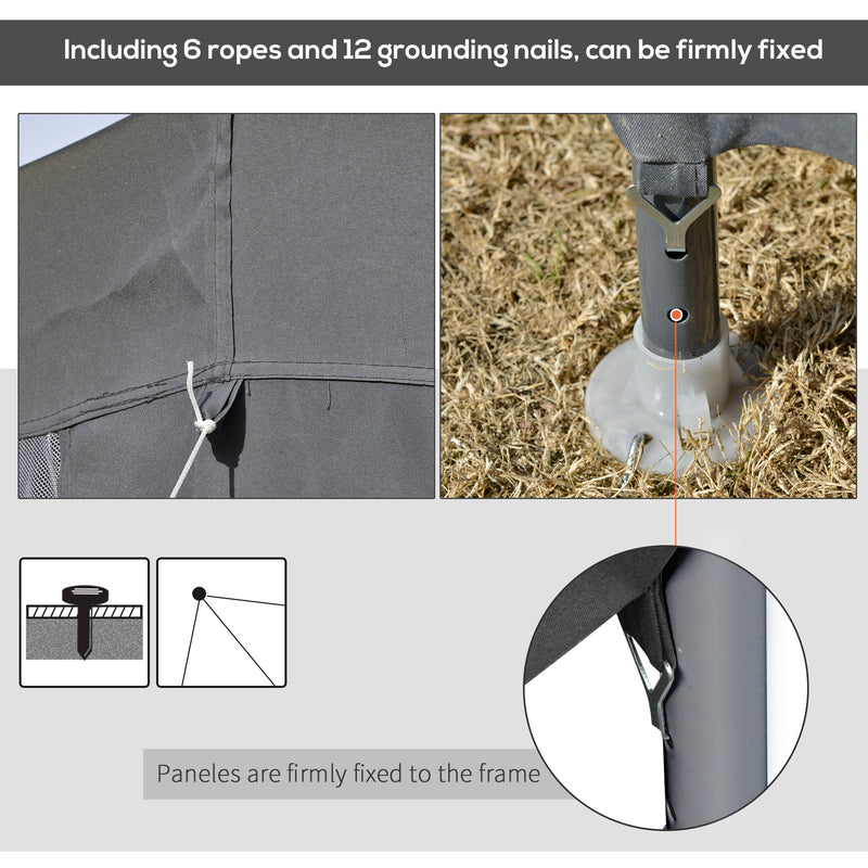 Outsunny Garden Hexagonal Gazebo Patio Outdoor Canopy Patio Party Tent Grey