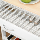 HOMCOM Rolling Kitchen Island Trolley Storage Cart with Rubberwood Top Wine Rack