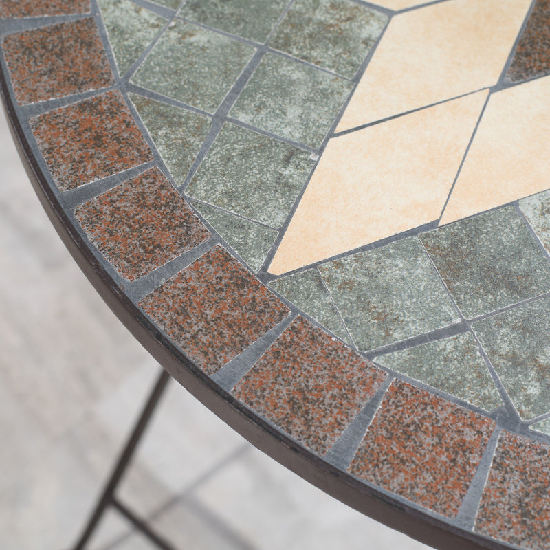 Outsunny 3-Piece Patio Bistro Set w/ Mosaic Round Table and 2 Armless Chairs