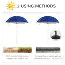 Outsunny 2m Beach Parasol with Sides Fishing Umbrella w/ Tilt, UV30+, Blue
