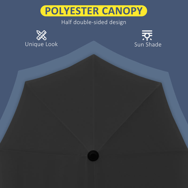Outsunny 2m Half Garden Parasol Market Umbrella w/ Crank Handle, Base Black