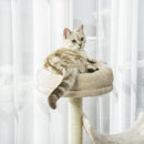 PawHut Cat Tree For Indoor Cats With Scratching Post Perch Tunnel Beige