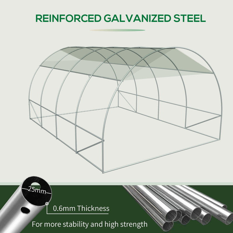 Outsunny  4 x 3M Reinforced Walk-in Polytunnel Garden Greenhouse Steel Frame