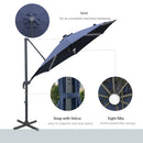 Outsunny 3(m) LED Cantilever Parasol Outdoor with Base Solar Lights Blue