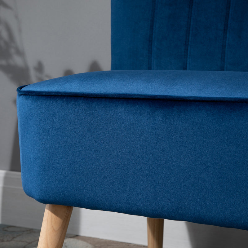 HOMCOM Velvet-Feel Double Sofa w/ Wood Frame Foam Padding High Back, Blue