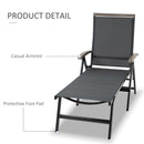 Outsunny Outdoor Folding Sun Lounger w/ Adjustable Backrest and Aluminium Grey