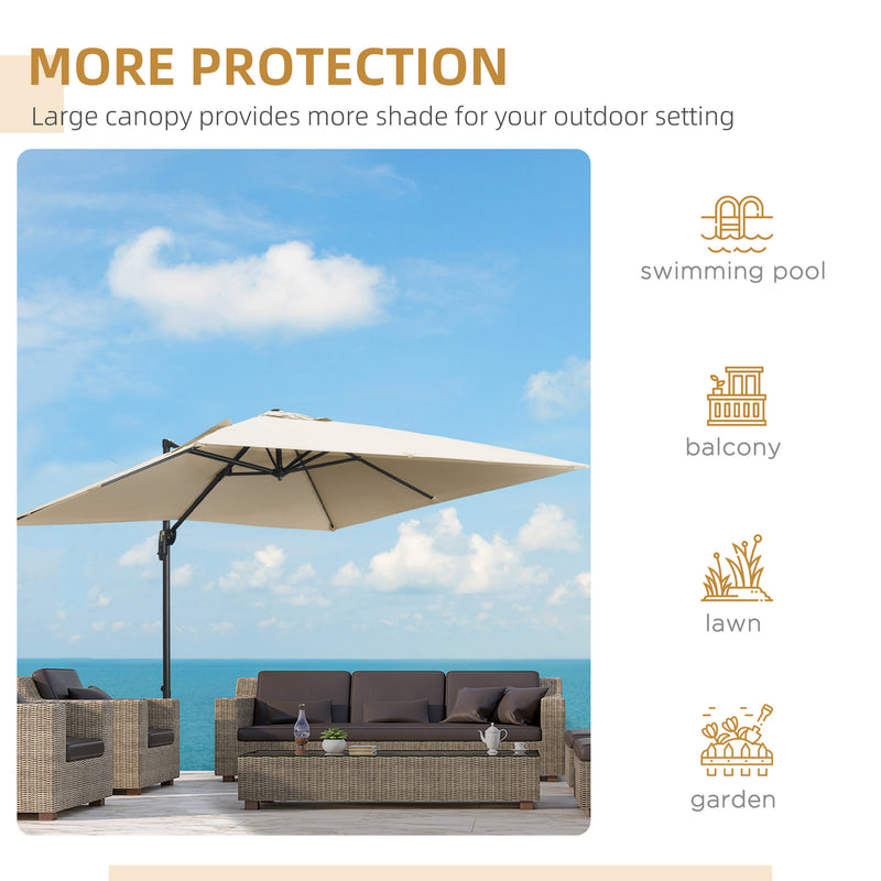 Outsunny 2.7 x 2.7 m Cantilever Parasol Garden Umbrella w/ Cross Base White