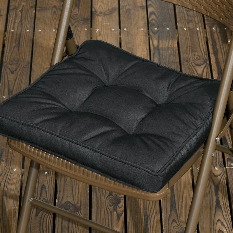 Outsunny 42 x 42cm Replacement Garden Seat Cushion Pad with Ties, Black