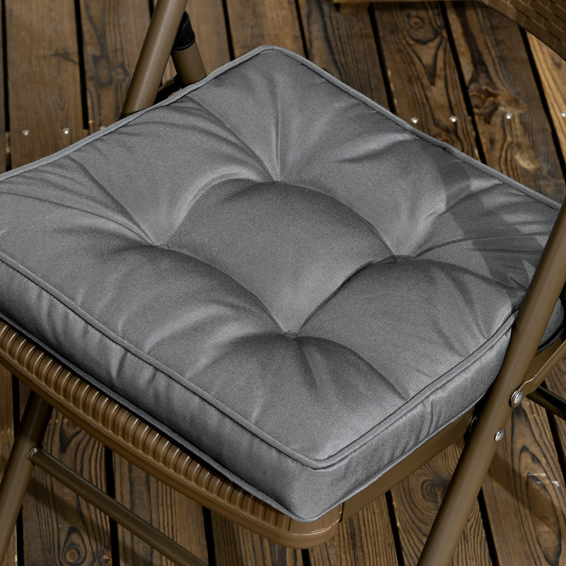 Outsunny 42 x 42cm Replacement Garden Seat Cushion Pad with Ties, Grey