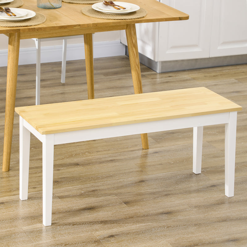HOMCOM Wood Dining Bench Wooden Bench for 2 People, Natural Wood Effect