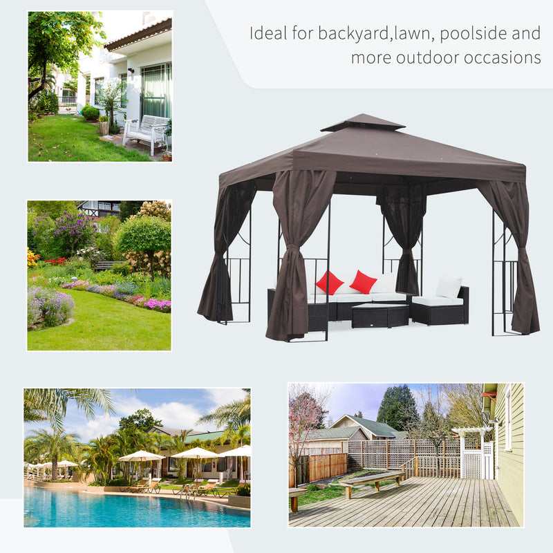 Outsunny 3 x 3(m) Garden Metal Gazebo Sun Shade Shelter Outdoor Party Tent