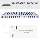 Outsunny Garden Sun Shade Canopy Retractable Awning, 3 x 2.5m, Blue and White