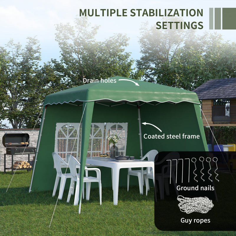 Outsunny 2.4 x 2.4m UV50+ Pop Up Gazebo Canopy Tent with Carry Bag, Green