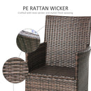 Outsunny 2PC Outdoor Rattan Armchair Wicker Dining Chair Set for Garden Brown
