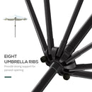 Outsunny 2.7m Patio Umbrella Garden Parasol with Crank, Ruffles, 8 Ribs, White