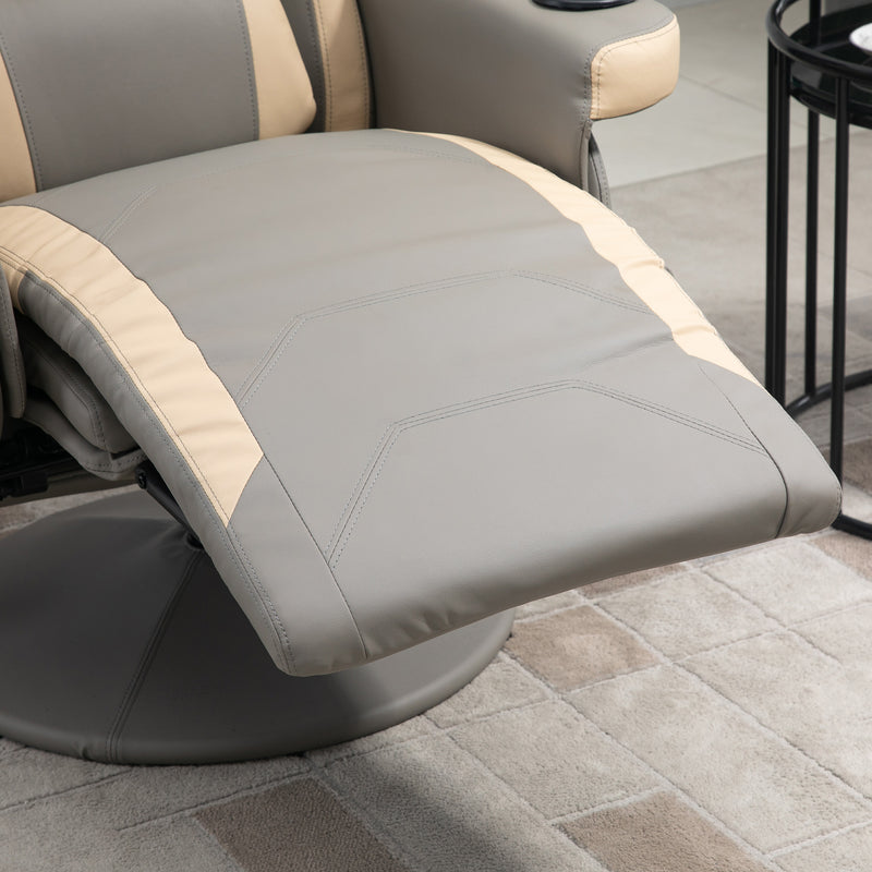 HOMCOM Manual Recliner Armchair PU Sofa Chair w/ Footrest & 135° Reclining