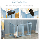 PawHut Freestanding Pet Gate w/ 2 Support Feet for Doorways Stairs Blue Grey